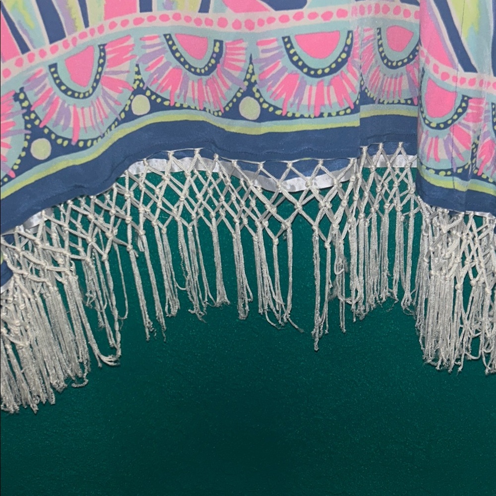 Lilly Pulitzer 100% silk Fringe Kimono - Picture 6 of 10